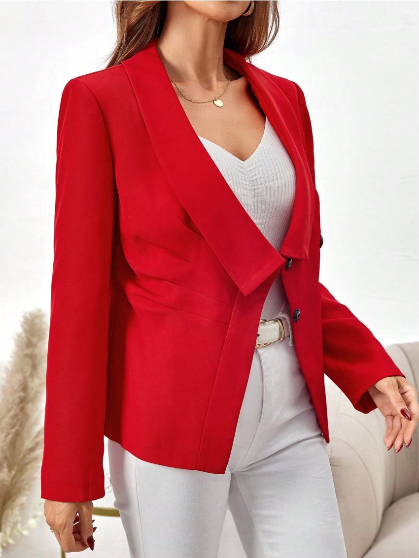 SHEIN Clasi Solid Shawl Collar Blazer