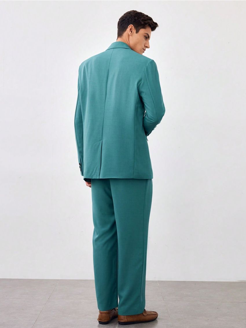 Manfinity Homme Men's Pure Color Woven Casual Suit Two-piece Set