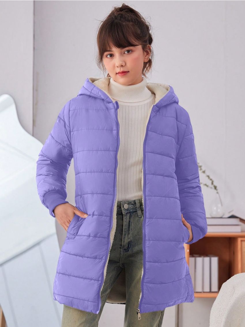 Teenage Girls' Casual Simple Urban Warm Plush Jacket -padded Clothes