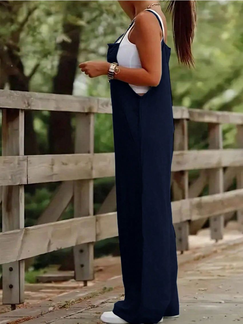 Plus Size Solid Color Jumpsuit