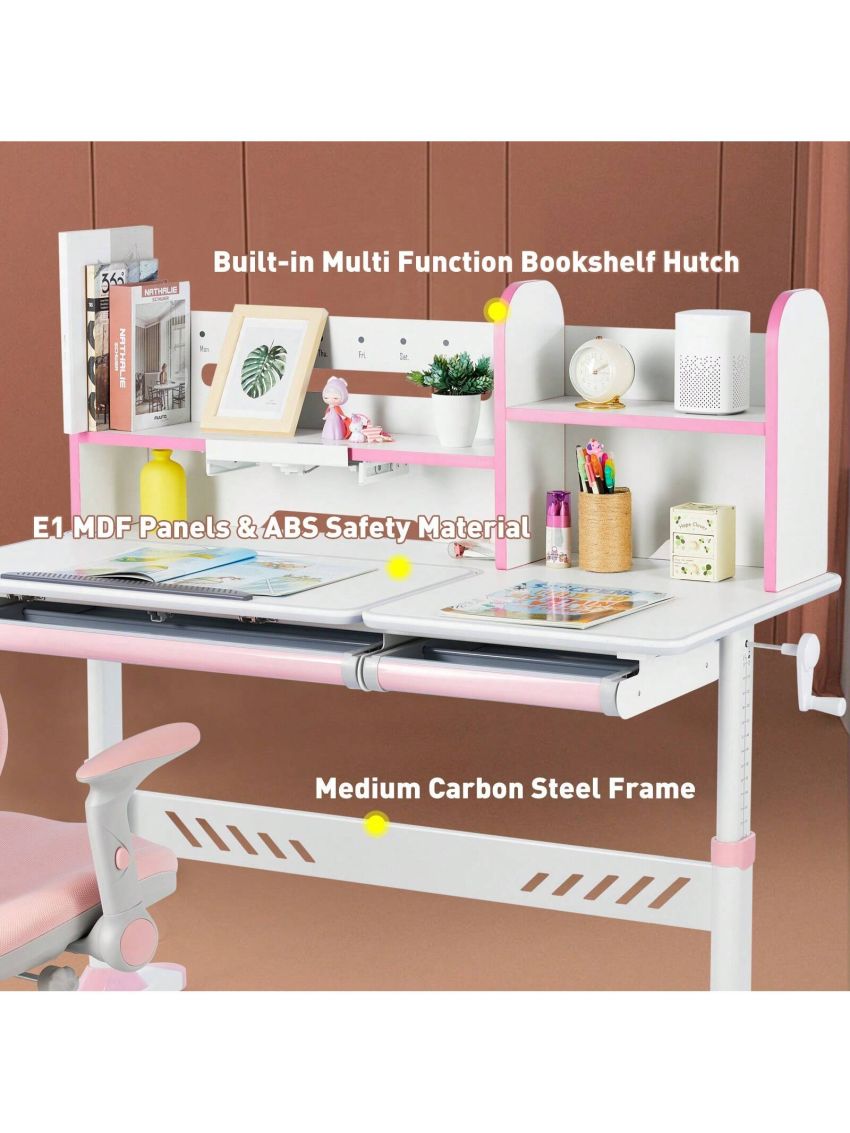Adjustable Kids Desk with Hutch and Drawers, 40