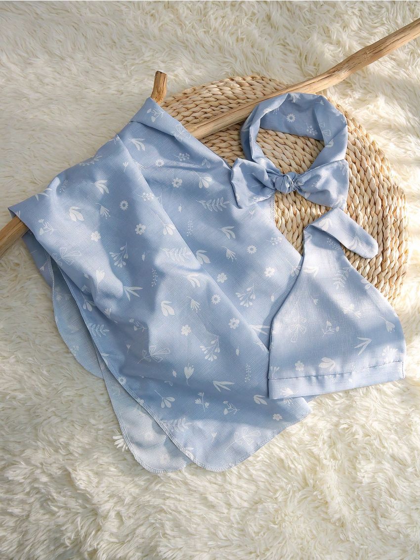 3pcs Newborn Baby Girl Floral Swaddle Wrap Hat Headband Photo Props Set