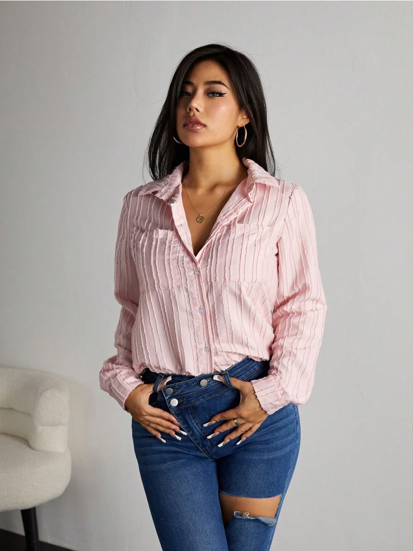 SHEIN SXY Women's Solid Color Double Pocket Shirt