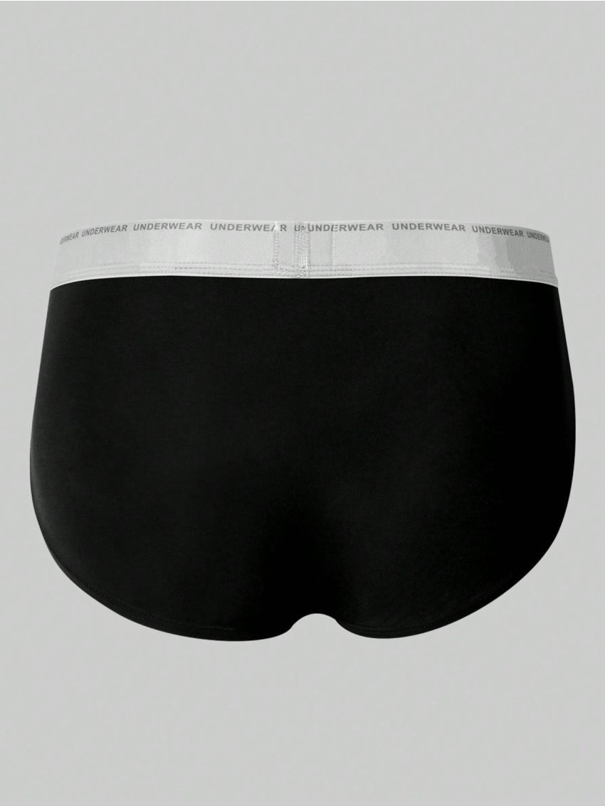 Men's Letter Print Elastic Waistband Triangle Boxer Briefs (3pcs/Set)