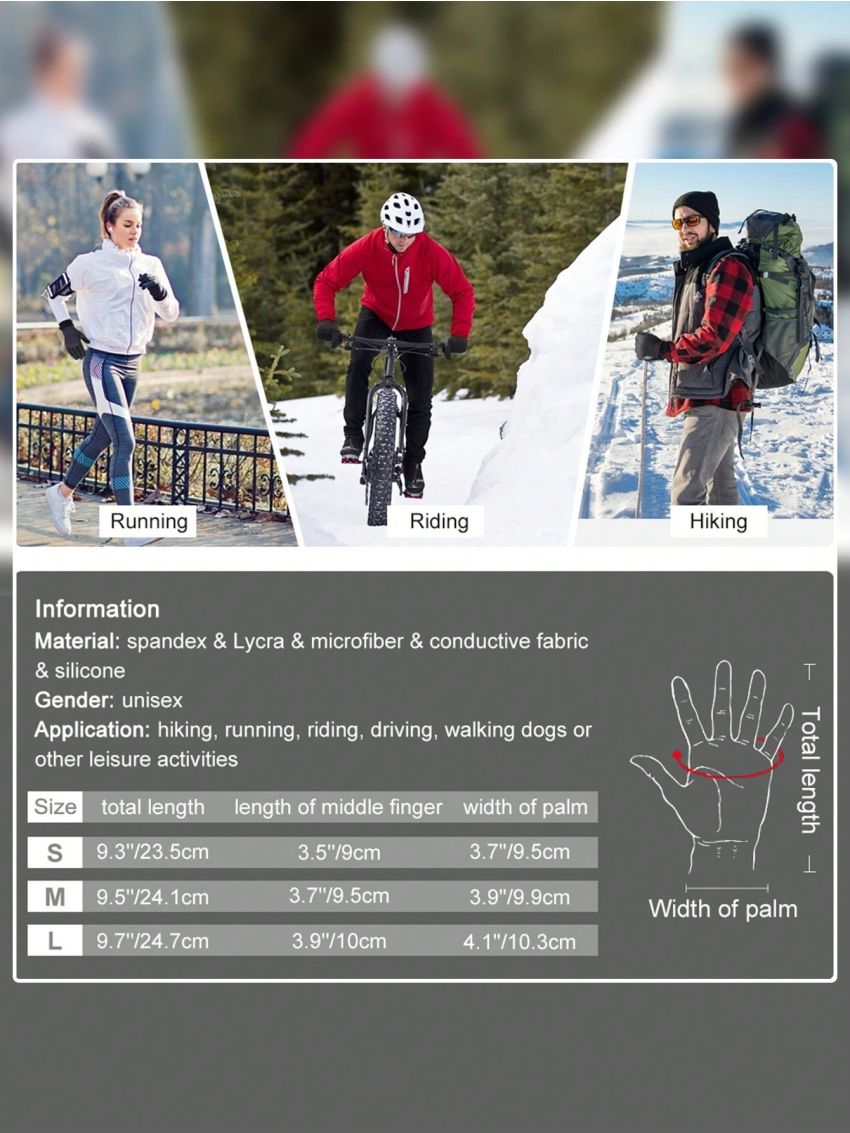 ATARNI Winter Warm Splash-proof Windtight Sports Gloves for Men Anti-slip Gloves Touch Screen Gloves with Reflective Printing for Hiking, Running, Riding, Walking dogs