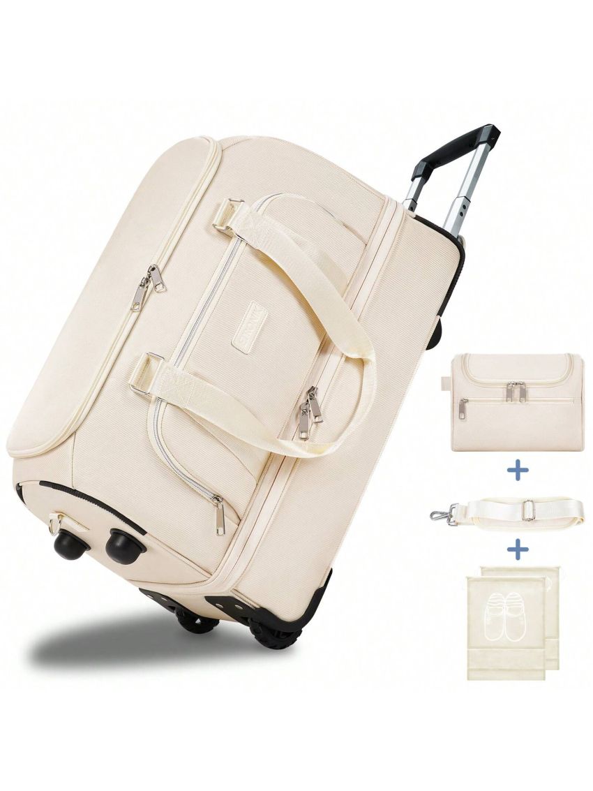 ETRONIK Large Weekender Bags with Shoes Compartment, Rolling Duffel Bag with Wheels, Waterproof Carry on Suitcase with Adjustable Strap for Overnight Trip, Toiletry Bag for Men Women