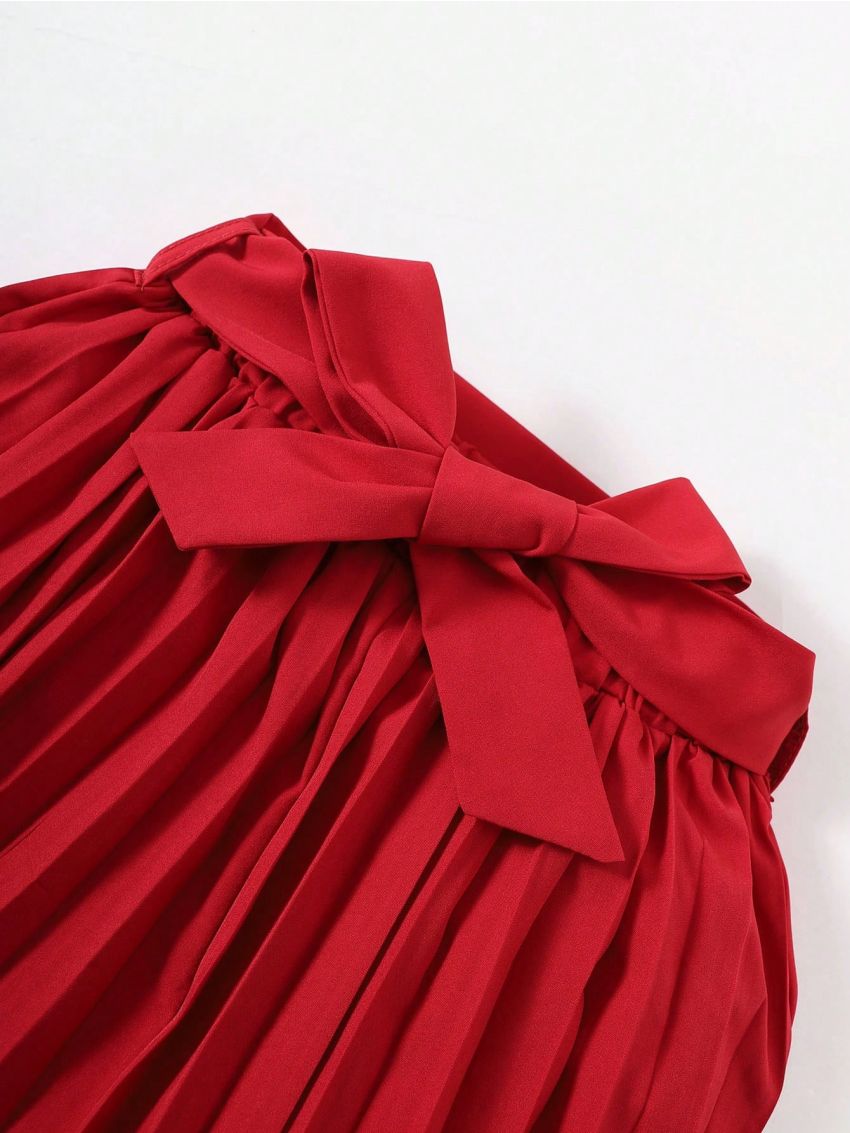 SHEIN Kids EVRYDAY Little Girls' Solid Color Pleated Shorts For Spring And Autumn