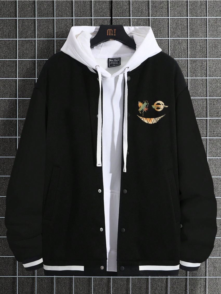 Manfinity EMRG Men's Cartoon Printed Striped Trim Jacket