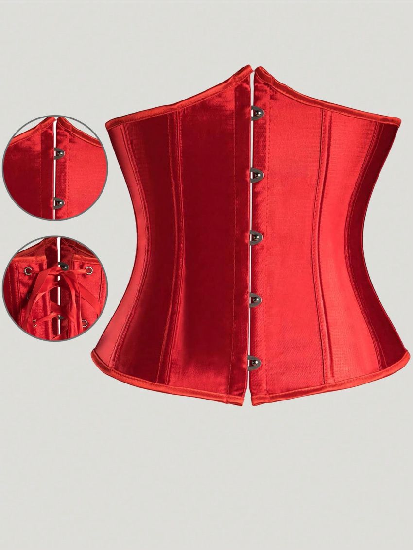 Plus Size Solid Color Front Buckle Waist Cincher