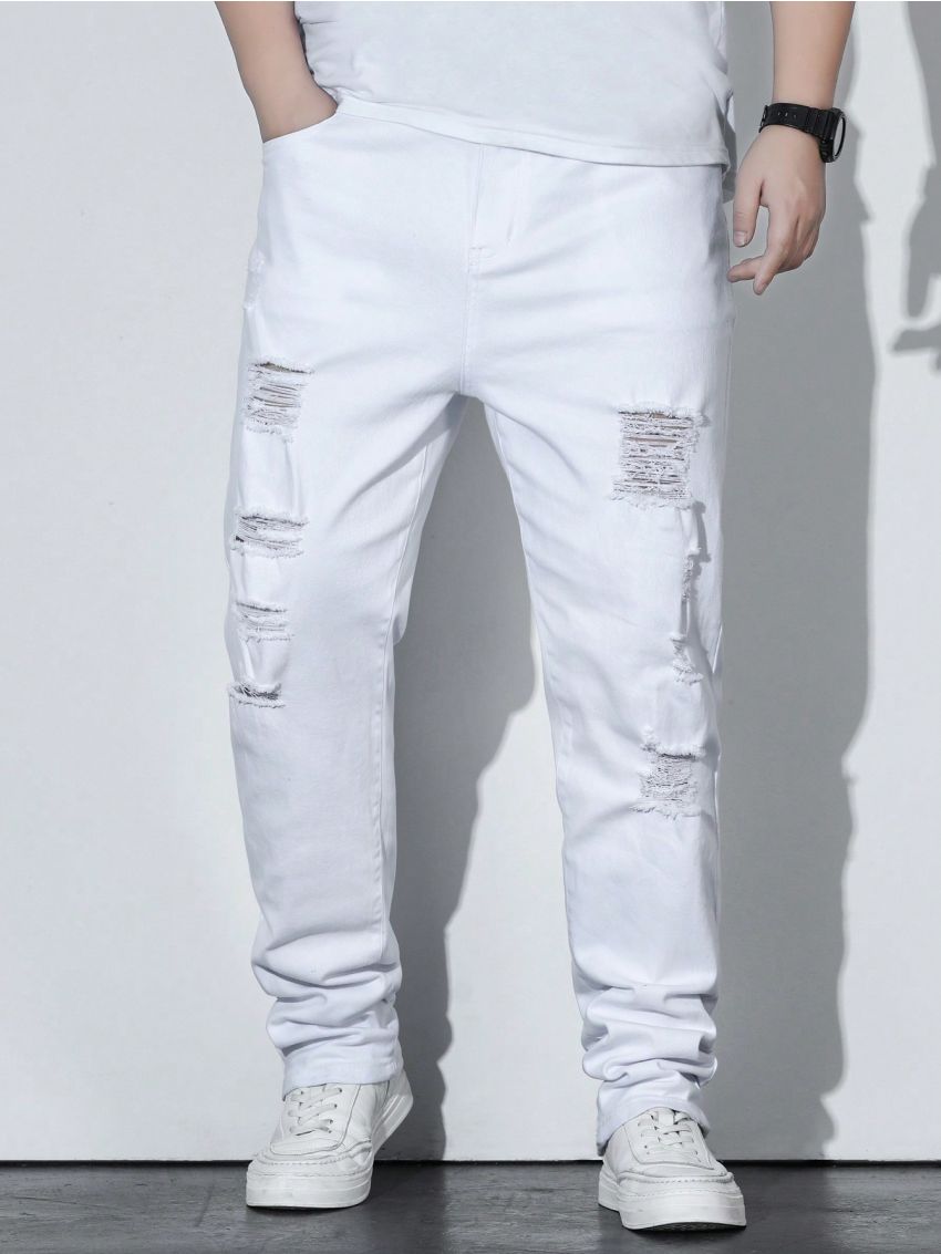 Men's Plus Size Ripped Jeans With Pockets