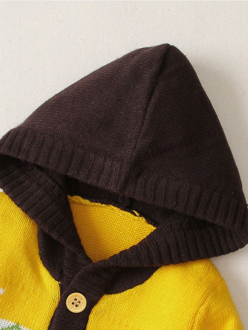 Infant Boys' Hooded Cardigan With Christmas Tree Pattern