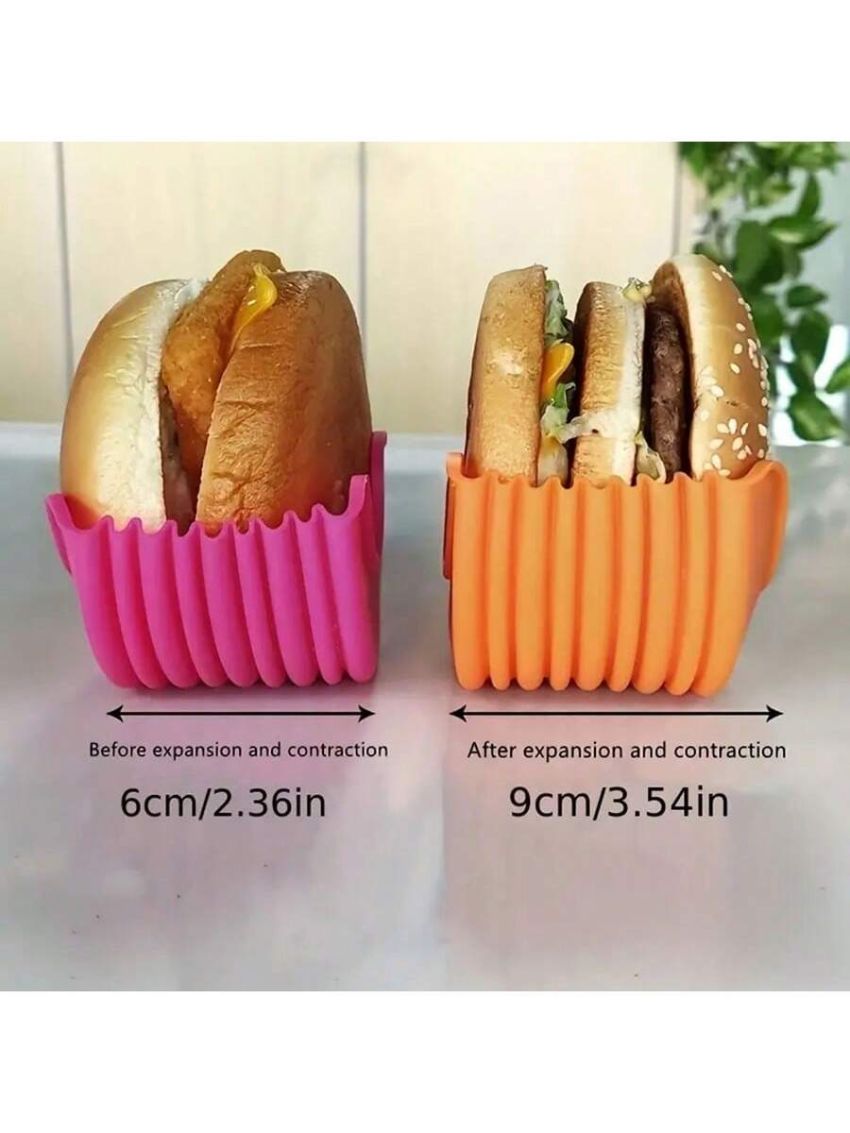 1pc Silicone Hamburger Clip, Touch-free Anti-shed, Hamburger Holder Hamburger Box Tray Retractable Burger Stand For RV Travel