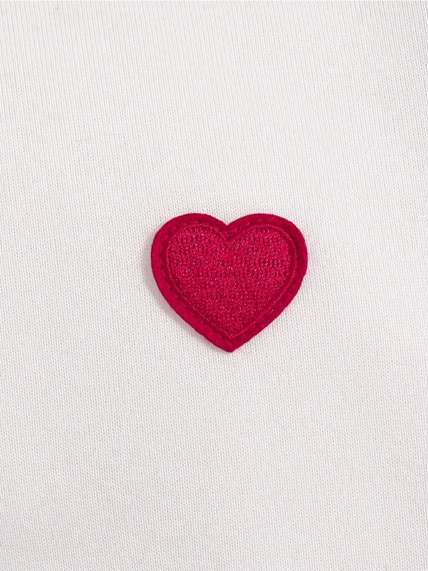 SHEIN Tween Girl 2sets Heart Patched Thermal Lined Pullover & Sweatpants