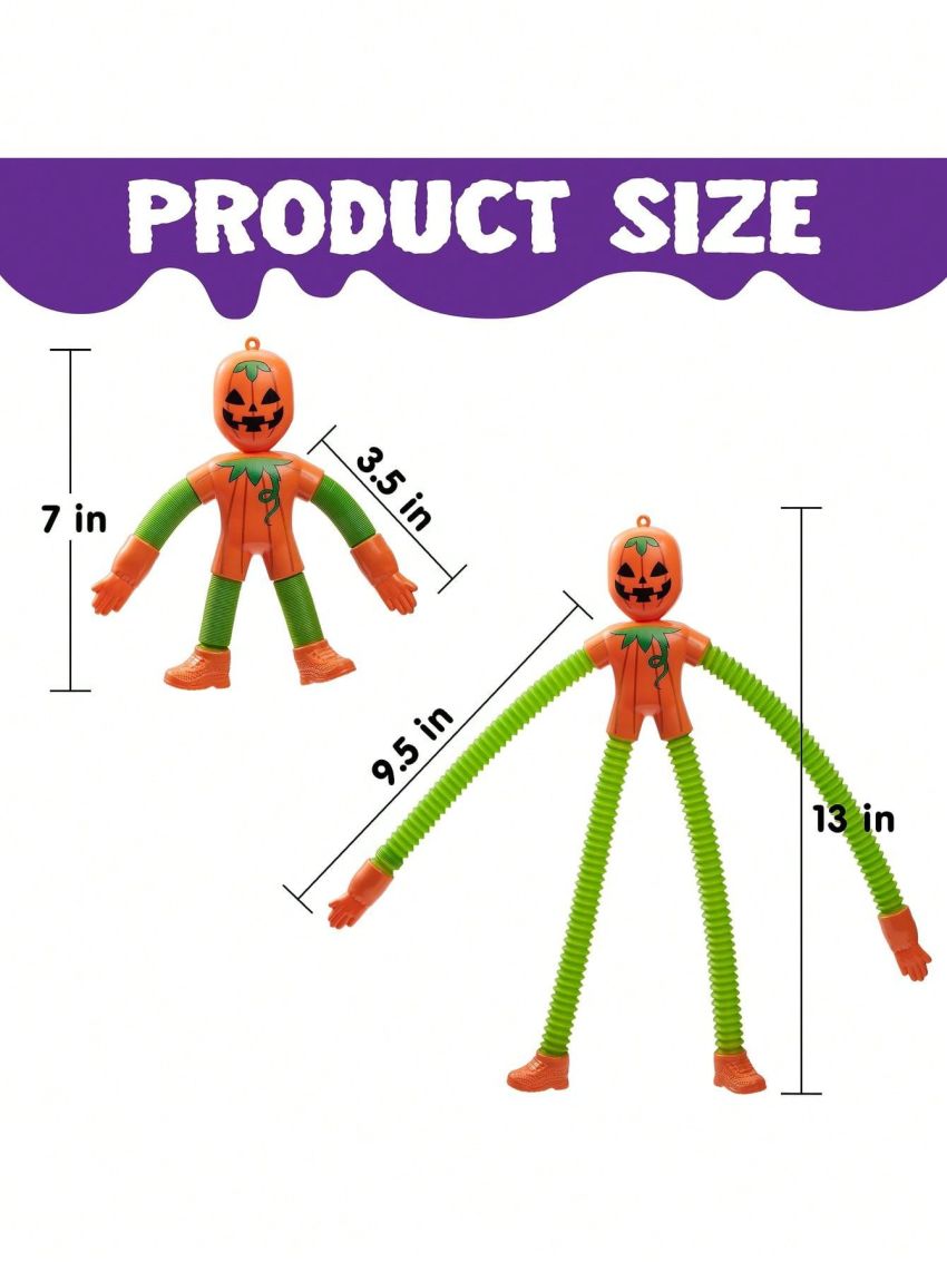 JOYIN 4 PCS Halloween Sensory Stretchy Fidget Toys, Stress Relief Telescopic Pop Tube Toys, Halloween Party Favors Children Gift, Pumpkin, Skeleton, Vampire, Kids Sensory Toys