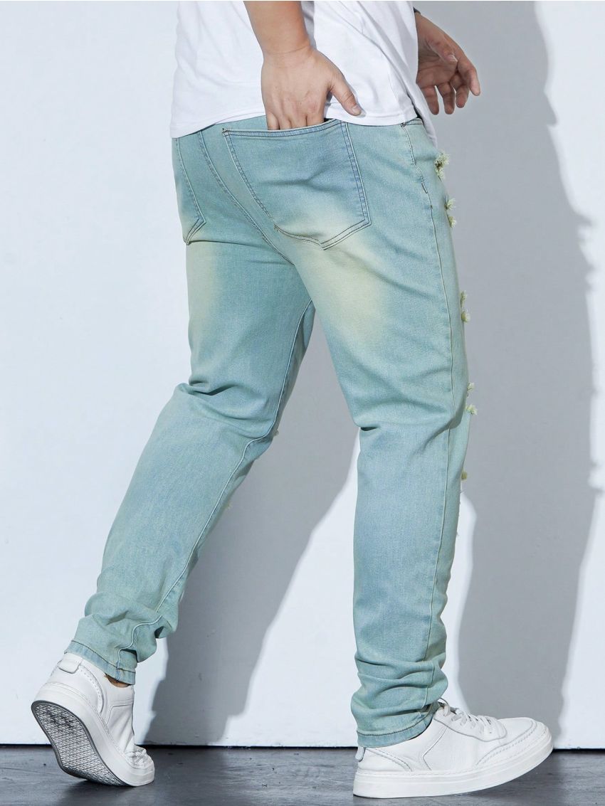 Manfinity Homme Men's Plus Size Distressed Jeans