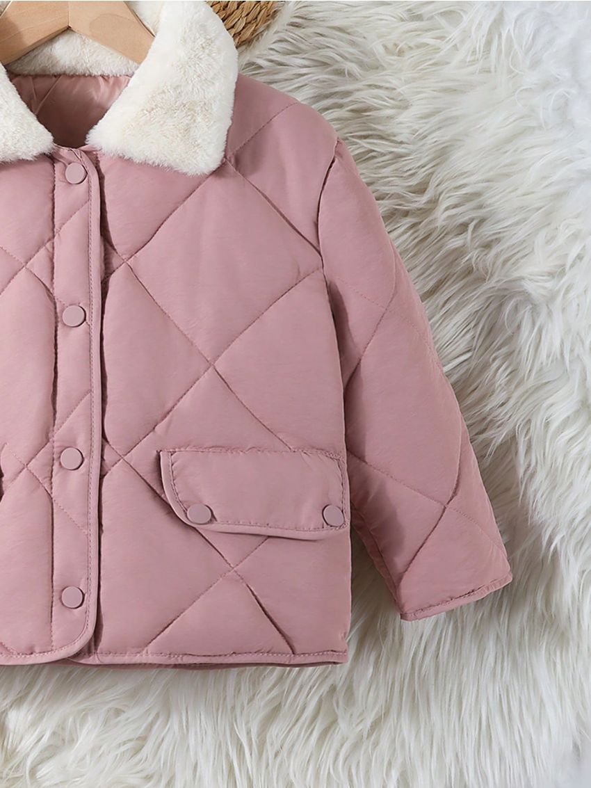 Toddler Girls' Stand Collar Diamond Shaped Quilted Jacket