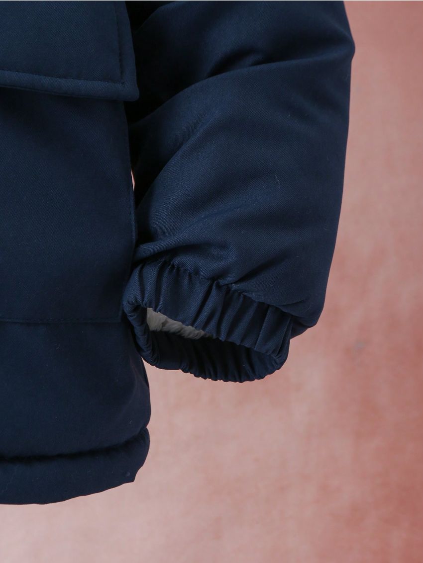 Boys' Hooded Warm Padded Jacket With Multiple Pockets, Winter