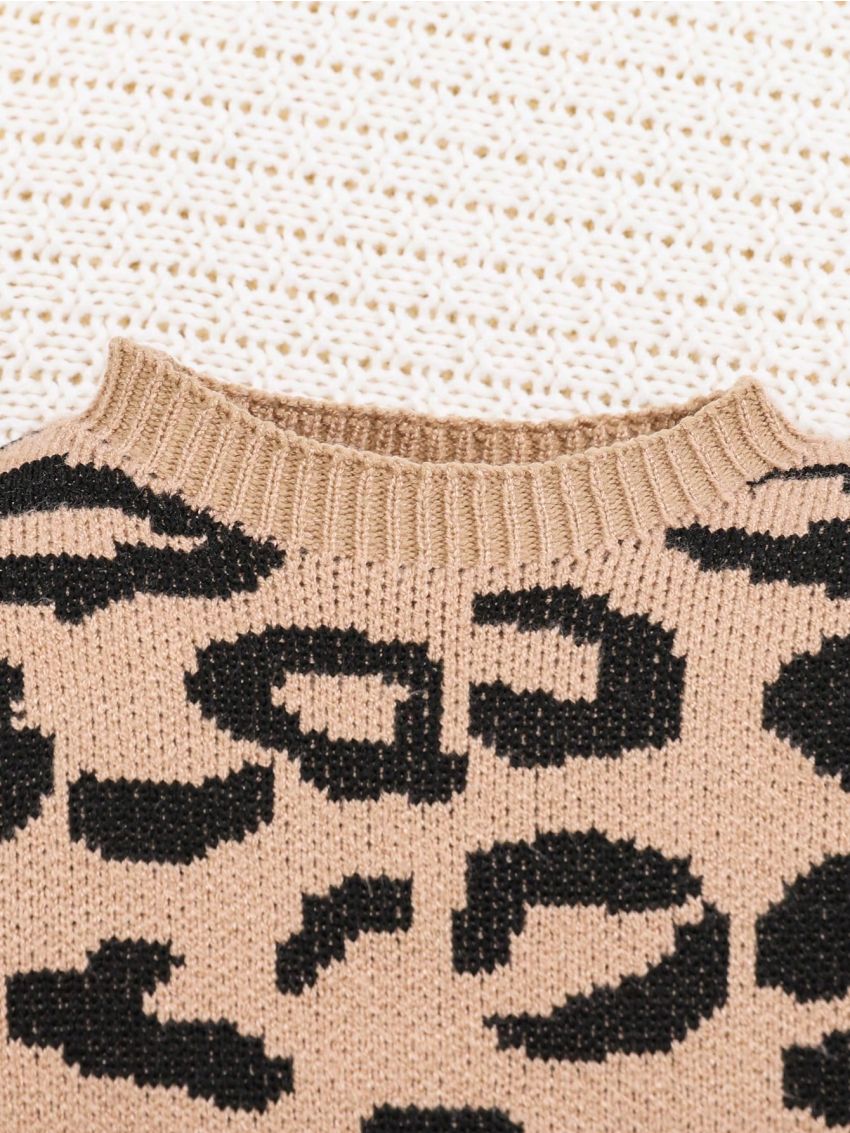 SHEIN Baby Girl Leopard Pattern Sweater & Knit Pants