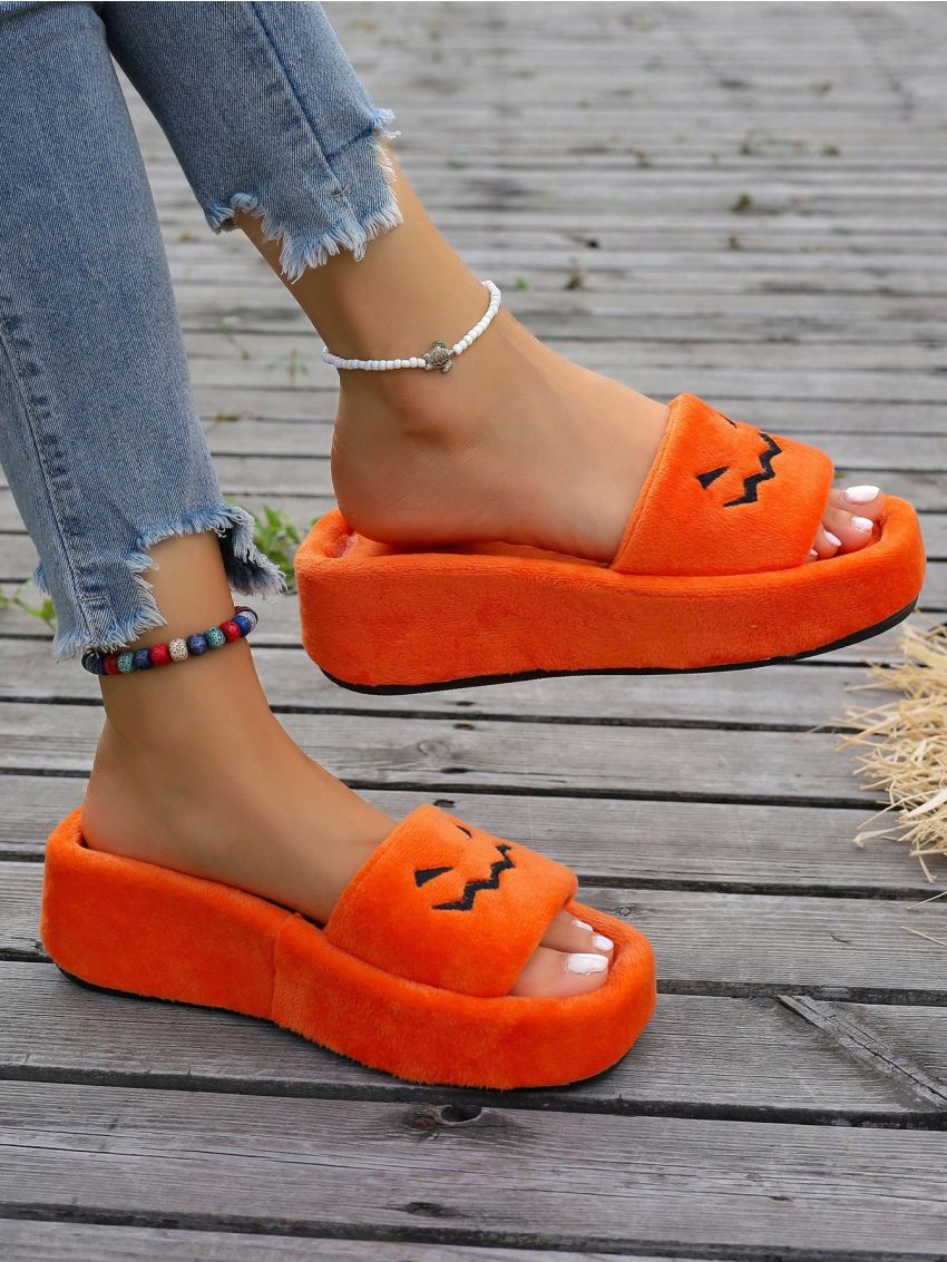 Fashionable Women's Platform Halloween Home Slippers, Outdoor Sliders