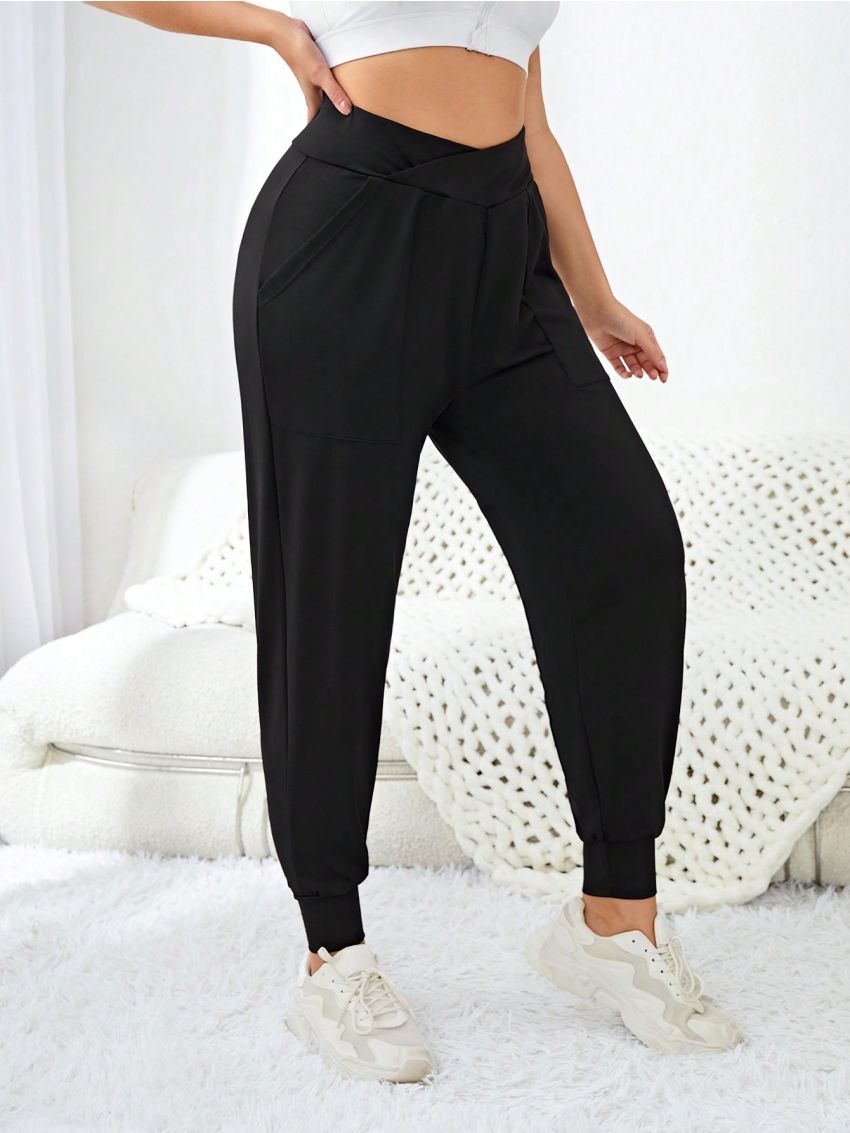 Daily&Casual Plus Size Sports & Leisure Cross Waist Harem Pants