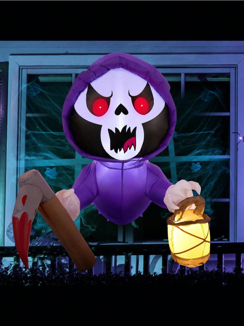 Joiedomi 3.5 FT Halloween Inflatable Dog/Flying Witch/Grim Reaper Ghost Broke Out from Window with Built-in LED, Blow Up Flying Dog/Flying Witch/Grim Reaper Ghost with Bone for Halloween Window Decor, Halloween Outdoor, Yard, Garden, Lawn Party