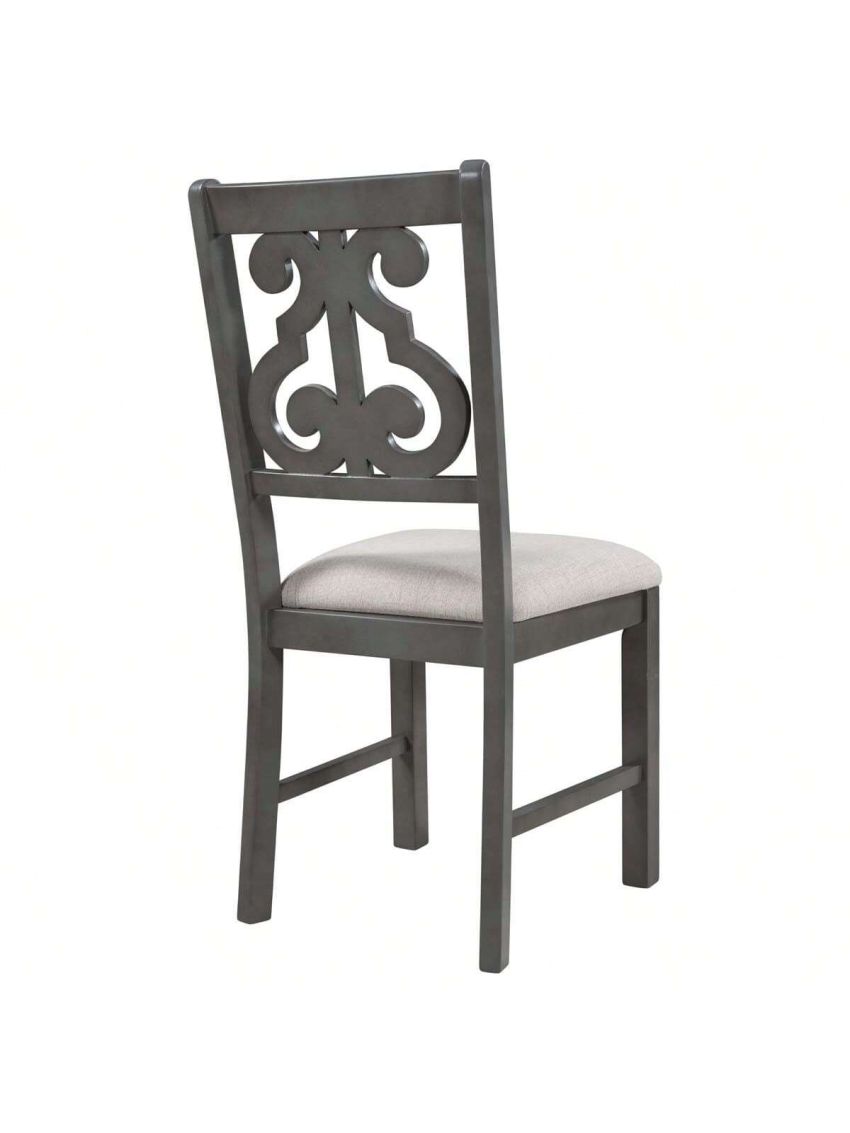 Merax 5-Piece Round Dining Table and Chair Set with Special-shaped Legs and an Exquisitely Designed Hollow Chair Back for Dining Room