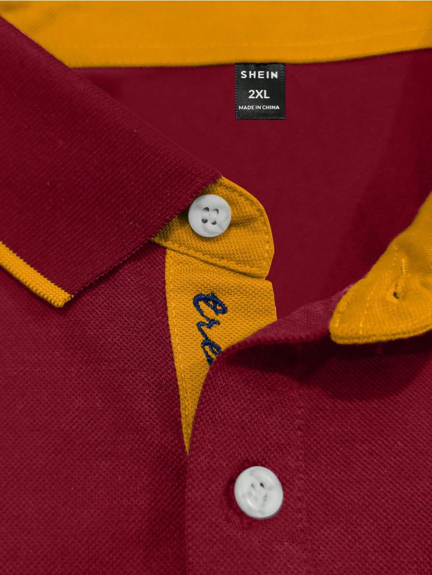 Men Horse Print Contrast Trim Polo Shirt