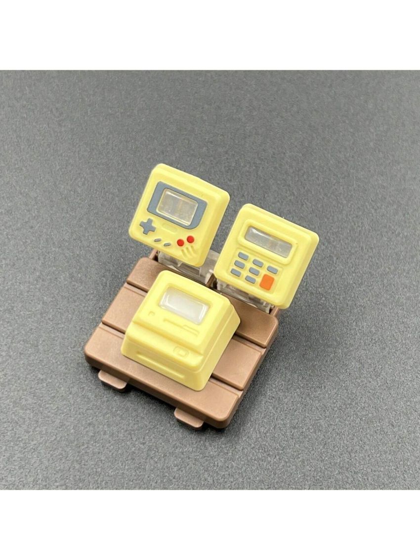 1pc Yellow Retro Three-in-one K04 Personality Classic Keycap, Compatible With Esc Key Of Mechanical Keyboard As Decoration