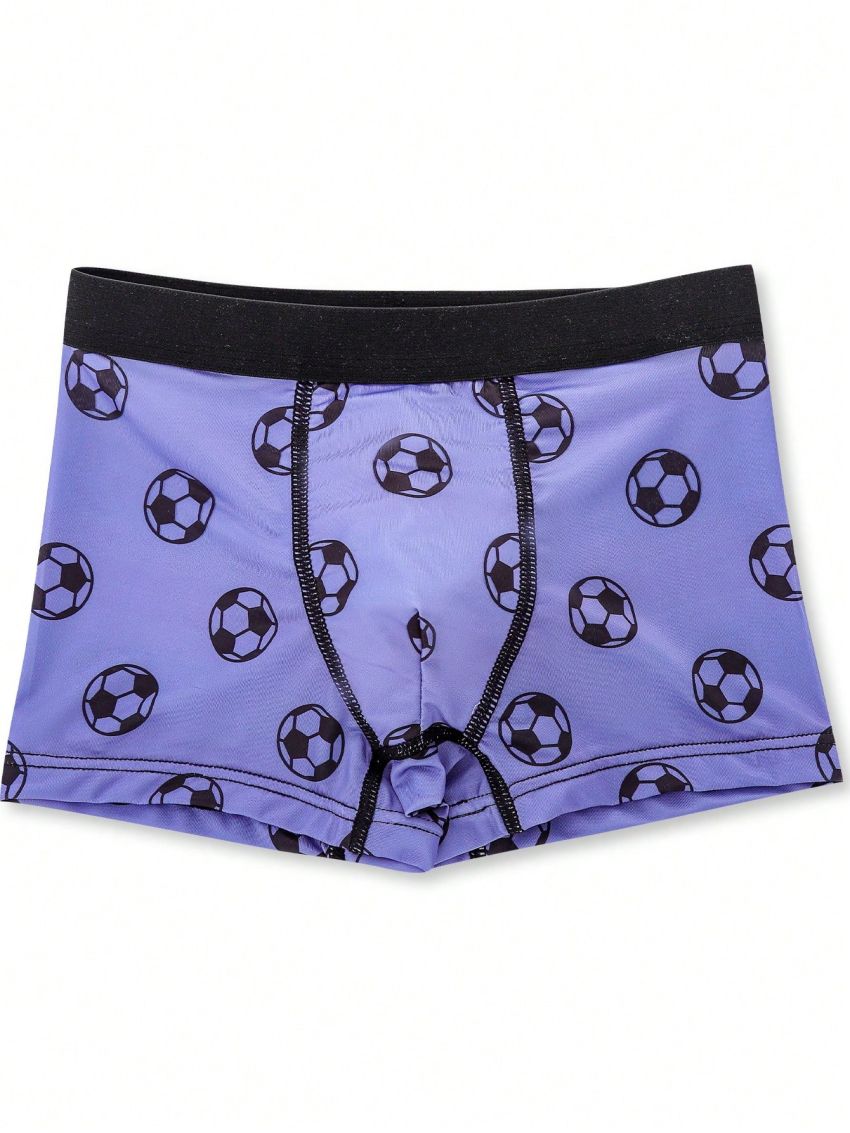 5pcs Football Printed Seamless Boxer Briefs For Tween Boys