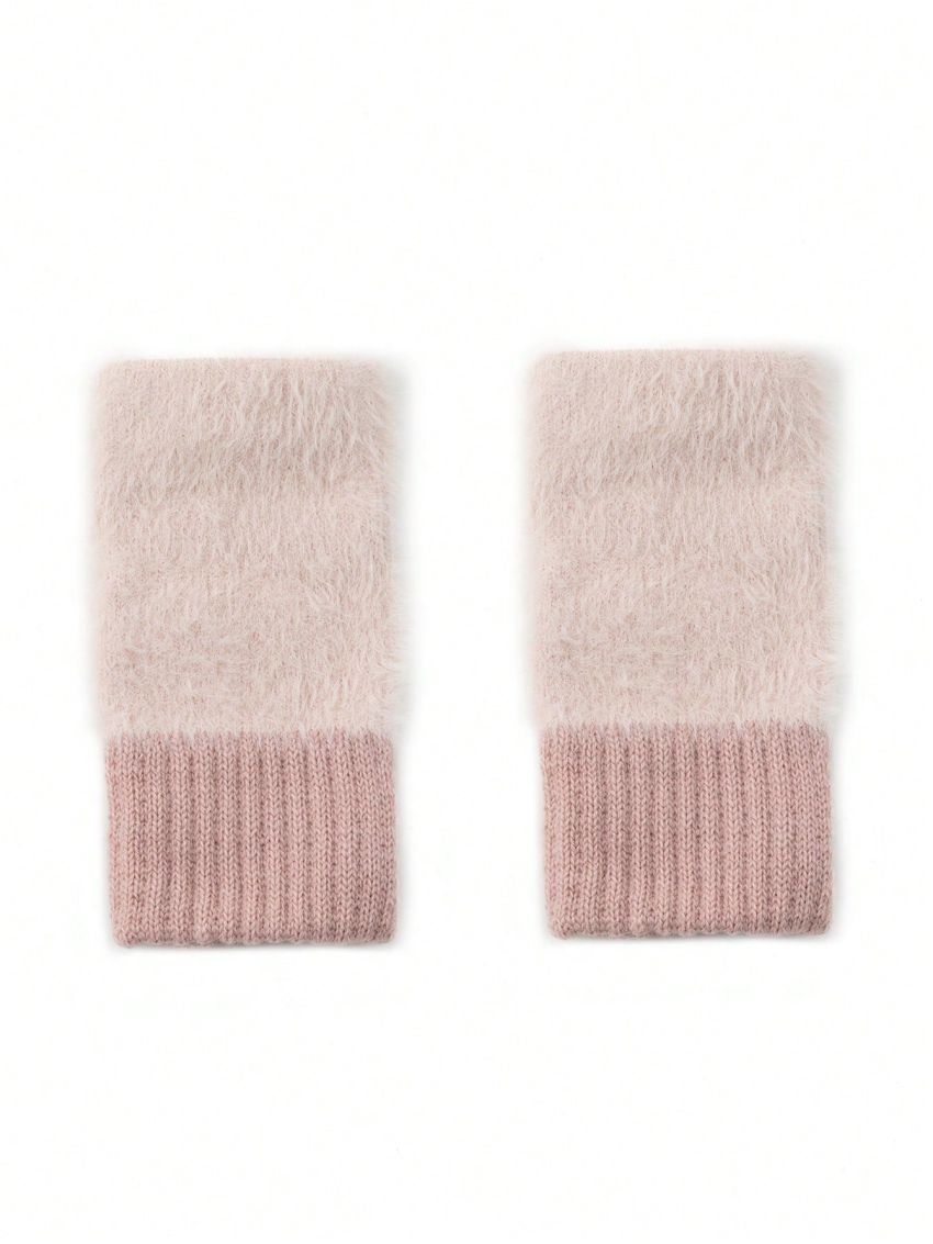 Winter Plain Plush Fingerless Gloves