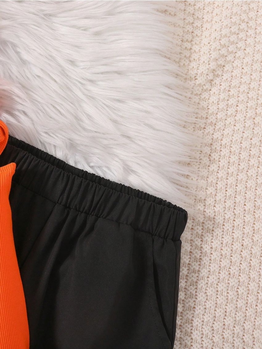 SHEIN Kids Cooltwn Tween Girl Cold Shoulder Tee & Letter Graphic Pants