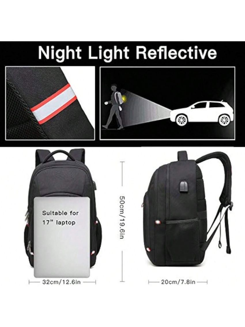 Travel Laptop Backpack, Extra Large Anti Theft Backpack for Men and Women with USB Charging Port, Water Resistant Big Business Computer Backpack Bag Fit 17 Inch Laptop and Notebook, Black