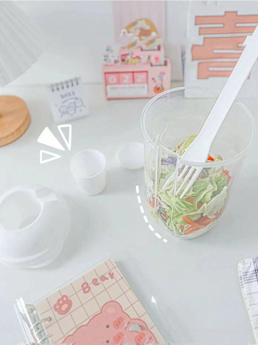 1pc Creative Salad Cup With Box, Portable Cup For Students On-the-go, Lightweight And Easy-to-carry For Fruits And Vegetables Snacks