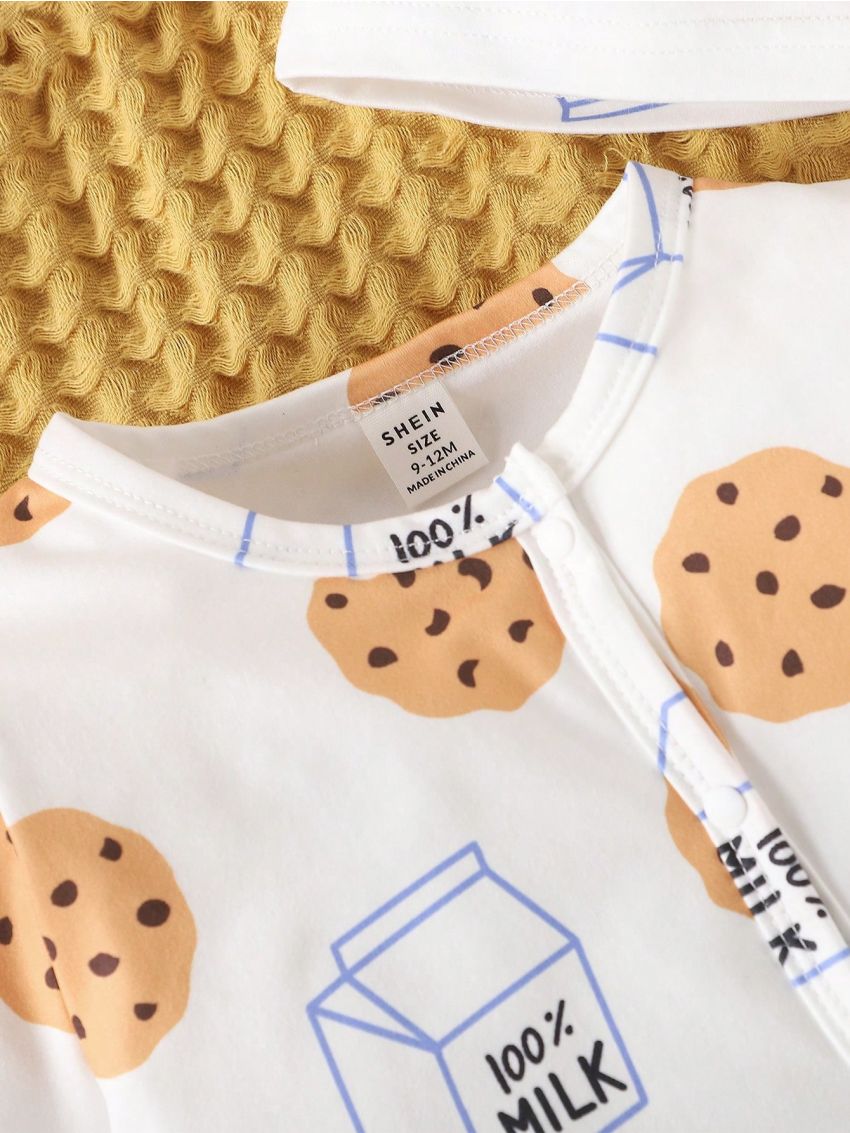 Baby Boy Milk & Cookies Printed Jumpsuit