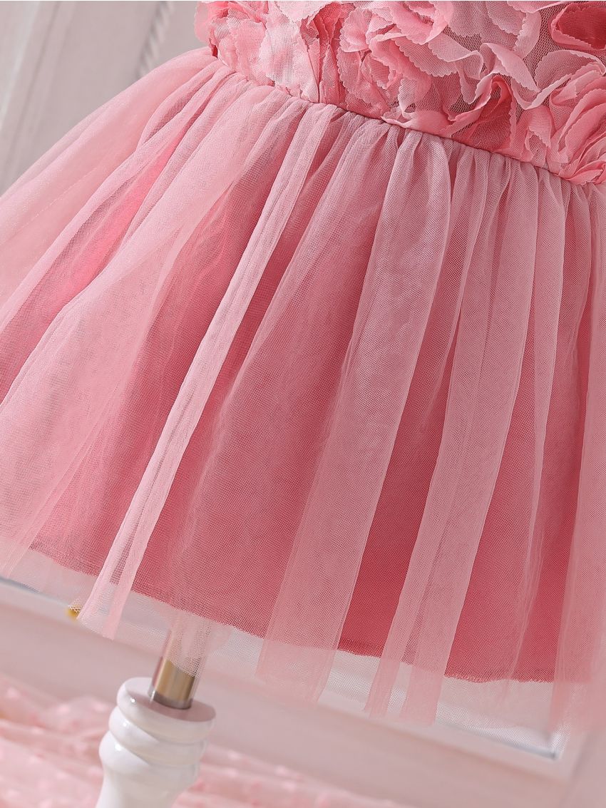 Baby Appliques Mesh Overlay Dress