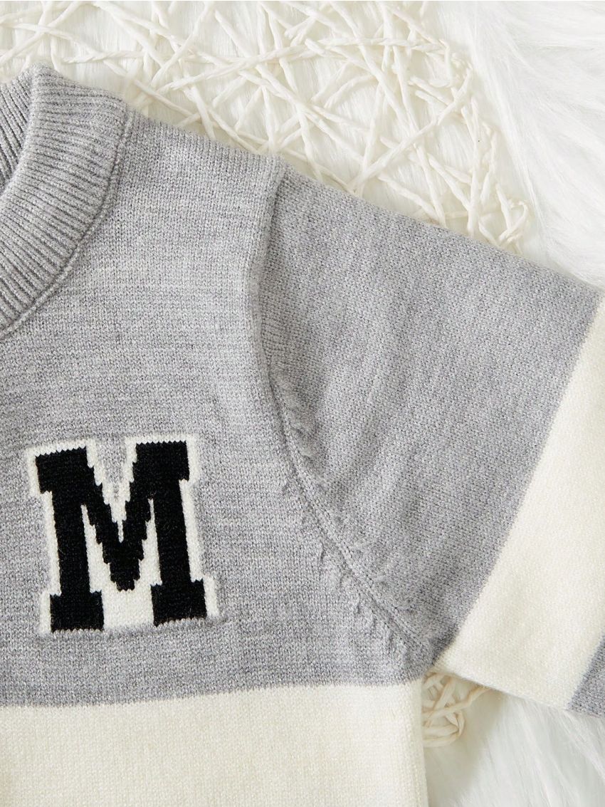 Baby Boy Letter Pattern Colorblock Cardigan