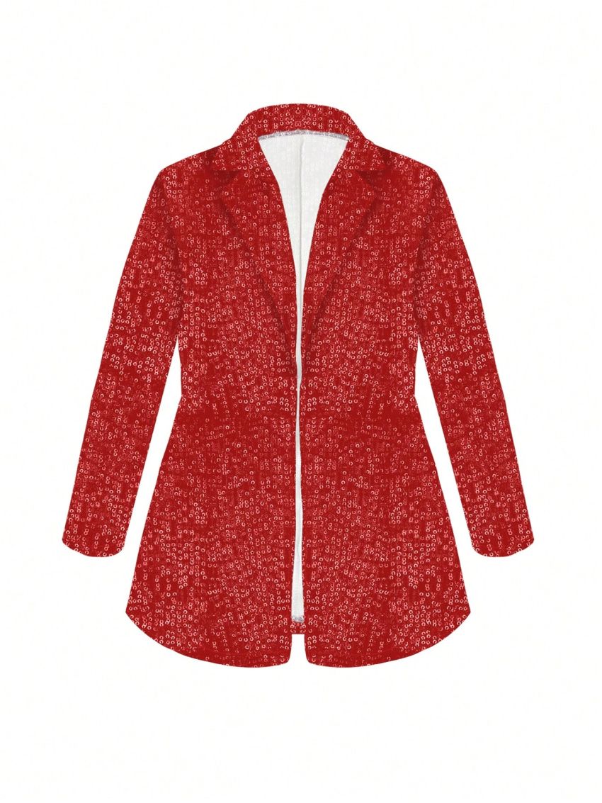 Plus-Size Women'S Sparkly Open-Front Blazer Coat