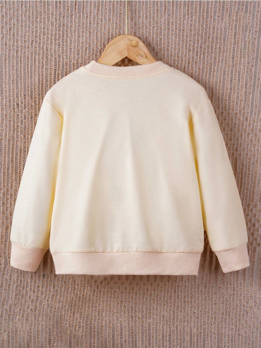 SHEIN Girls' (little) Long Sleeve Sweatshirt With Text And Flower Print