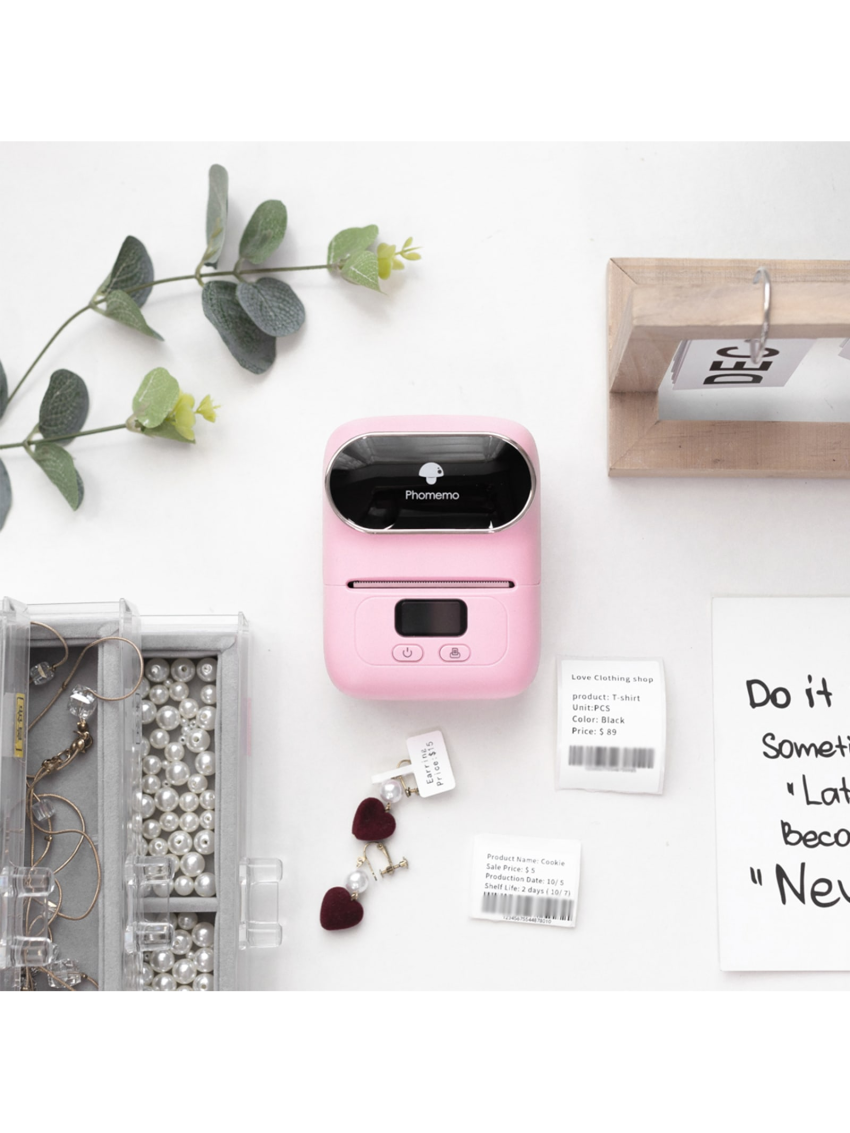 Phomemo M110 Label Makers - Portable Bluetooth Thermal Label Maker Printer for Barcode, Clothing, Jewelry, Retail, Mailing, Wireless Sticker Label Printer Compatible with Android & iOS System, with 1pack 40×30mm Label