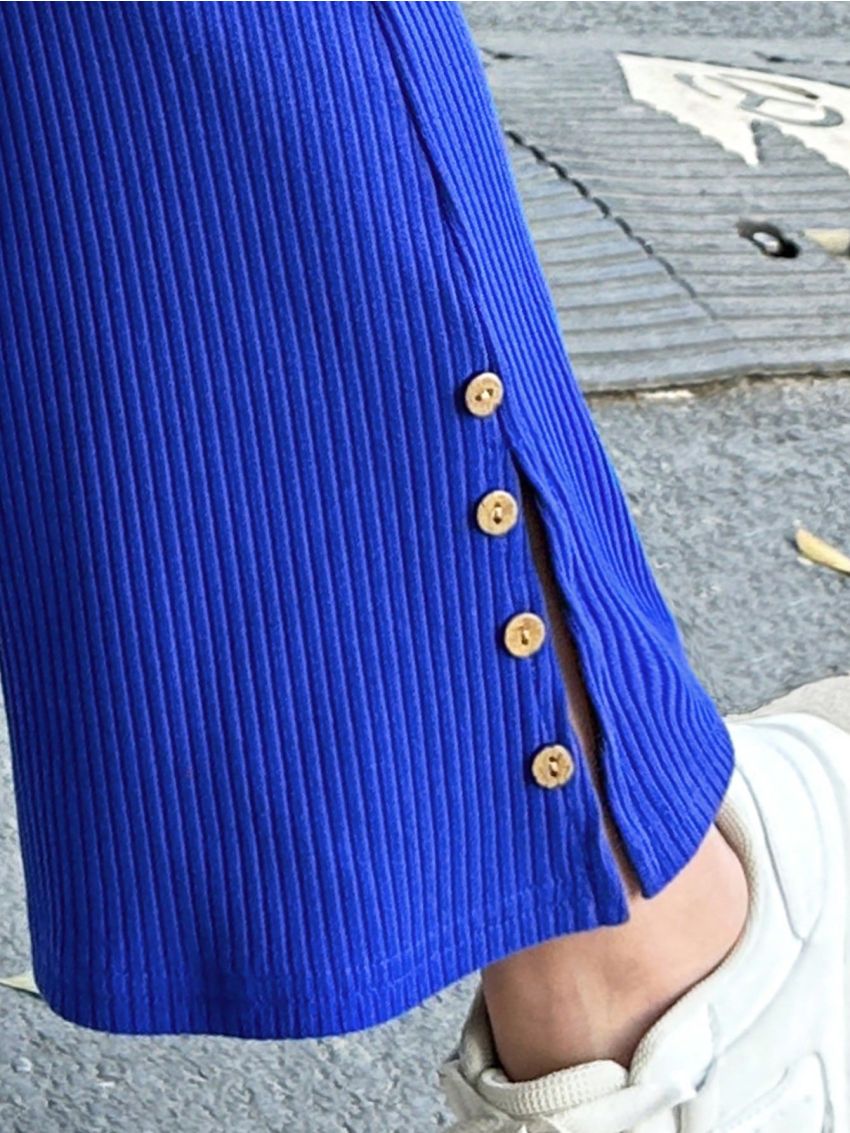 SHEIN Tween Girls Solid Color Flared Pants With Slits