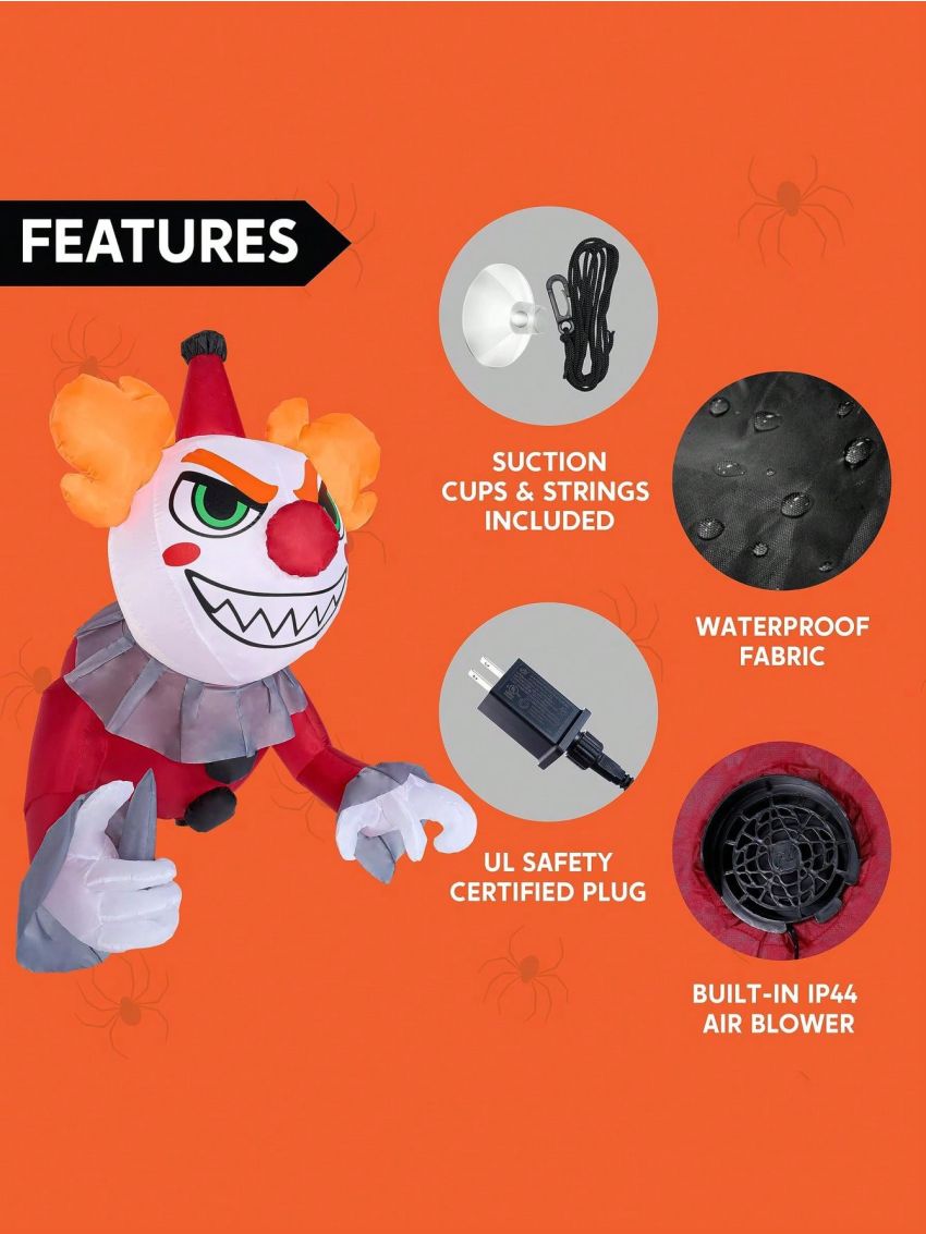 Joiedomi 4.5 FT Halloween Inflatable Ghost Broke Out from Window with Built-in Rotating LED, Blow Up Flying Ghost for Halloween Window Decor, Halloween Outdoor, Yard, Garden, Lawn Party Decoration