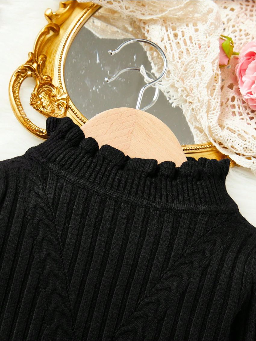 Baby Girls' Solid Color Ruffle Collar Sweater