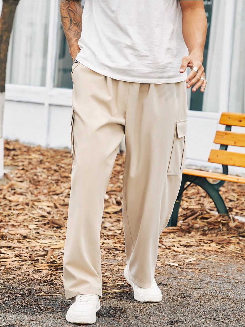 Extended Sizes Men's Plus Size Drawstring Waist Work Pants