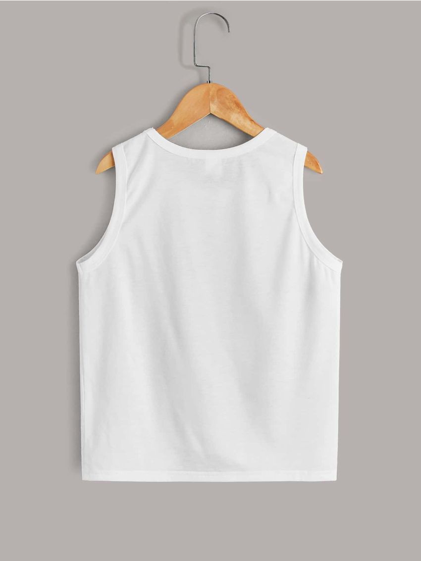 SHEIN Teen Boys' Casual Comfortable Solid Color Tank Top