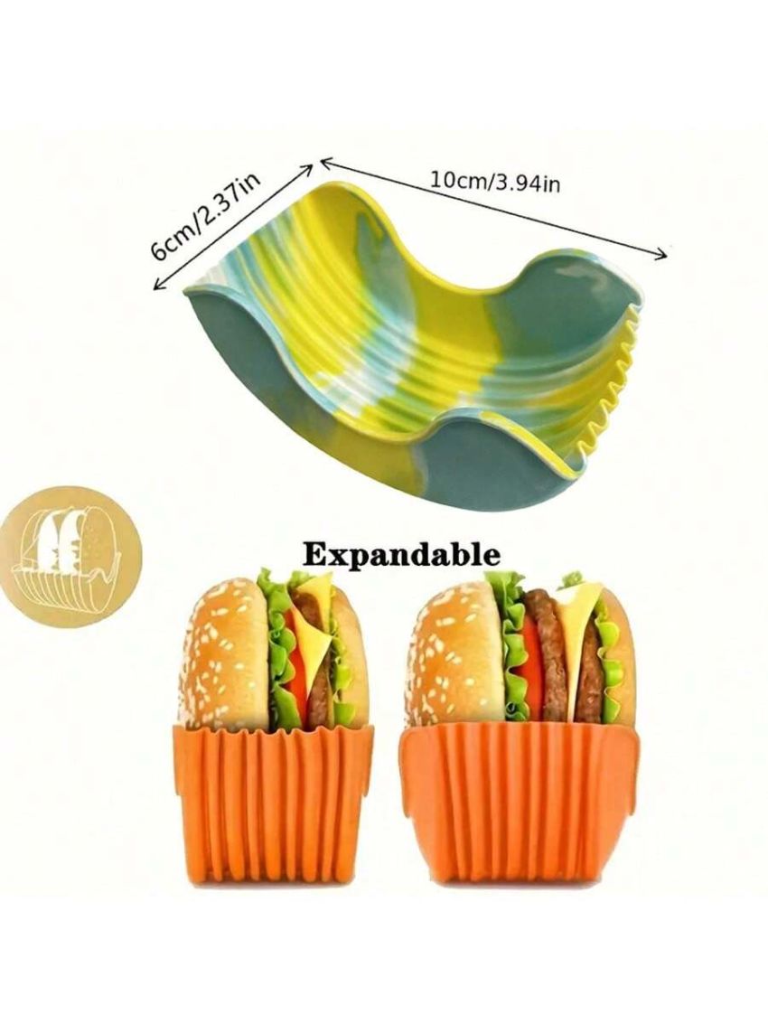 1pc Silicone Hamburger Clip, Touch-free Anti-shed, Hamburger Holder Hamburger Box Tray Retractable Burger Stand For RV Travel