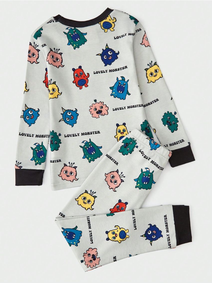 Little Boys' Cartoon Letter Print Homewear Set