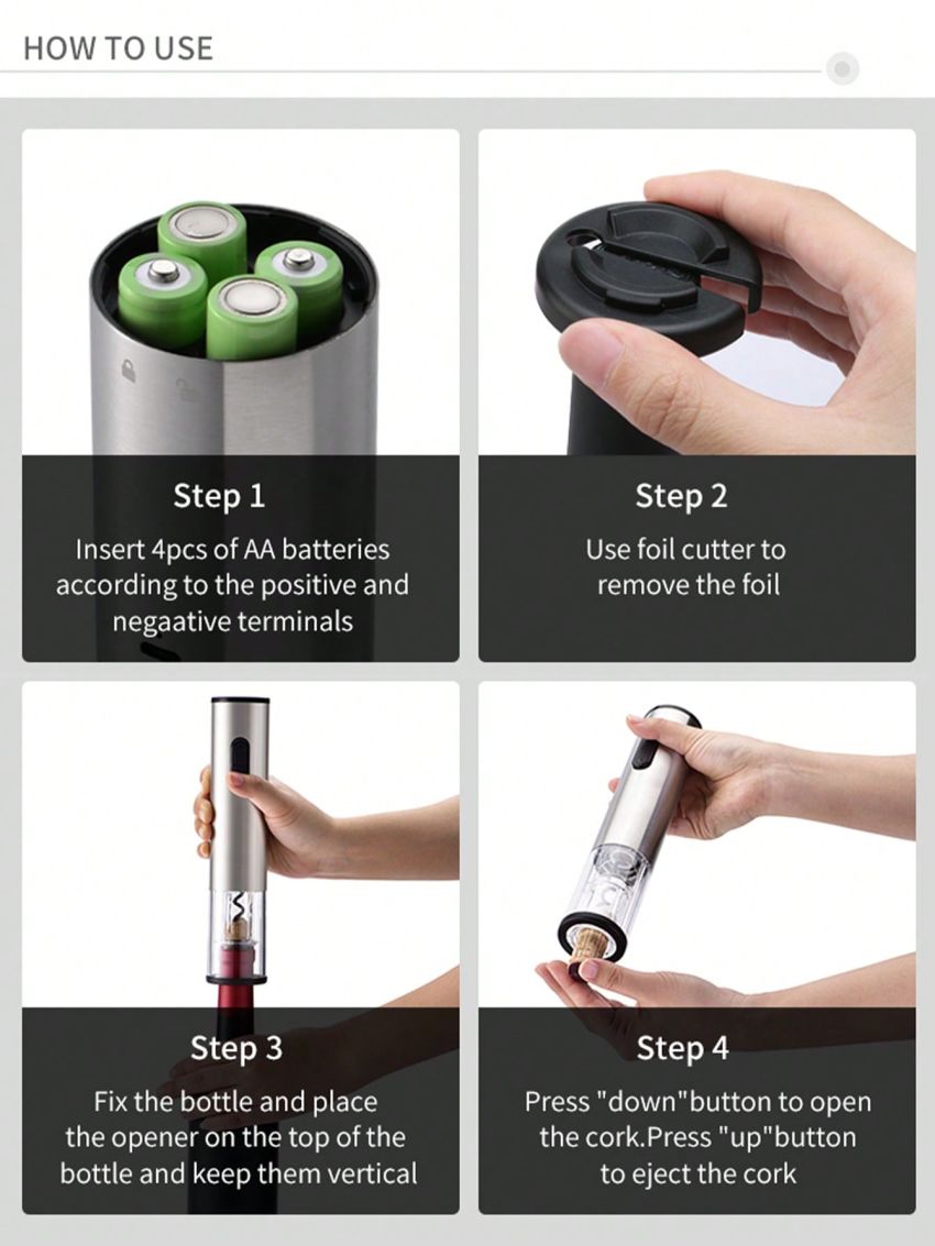 1pc Metal Automatic Wine Bottle Opener, Household Electric Wine Opener