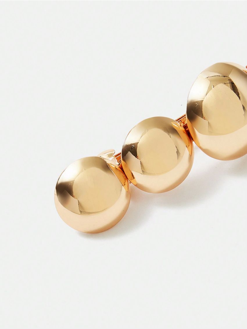 MOTF PREMIUM 18K GOLD PLATED IRREGULAR SHINY SURFACE SPRING CLIP ALL-MATCH CHIC CIRCULAR BARRETTE