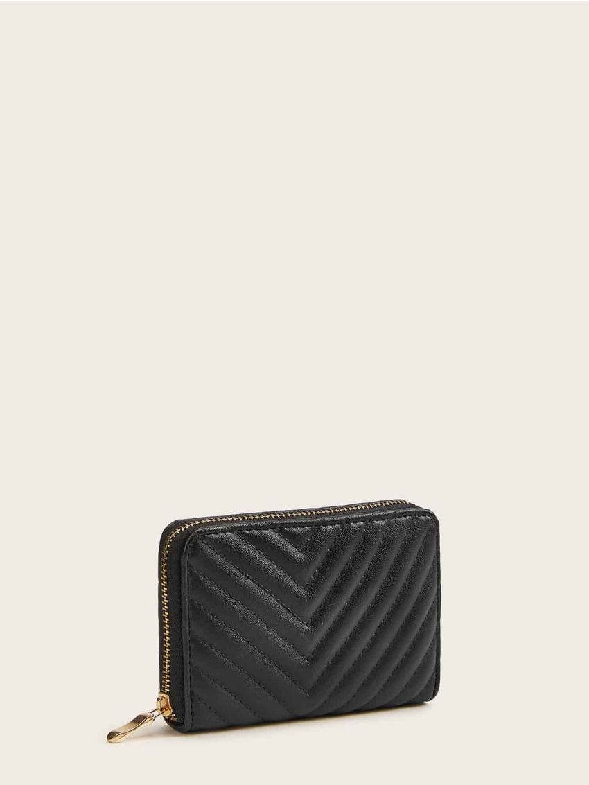 Chevron Random Detail Zip Around Purse