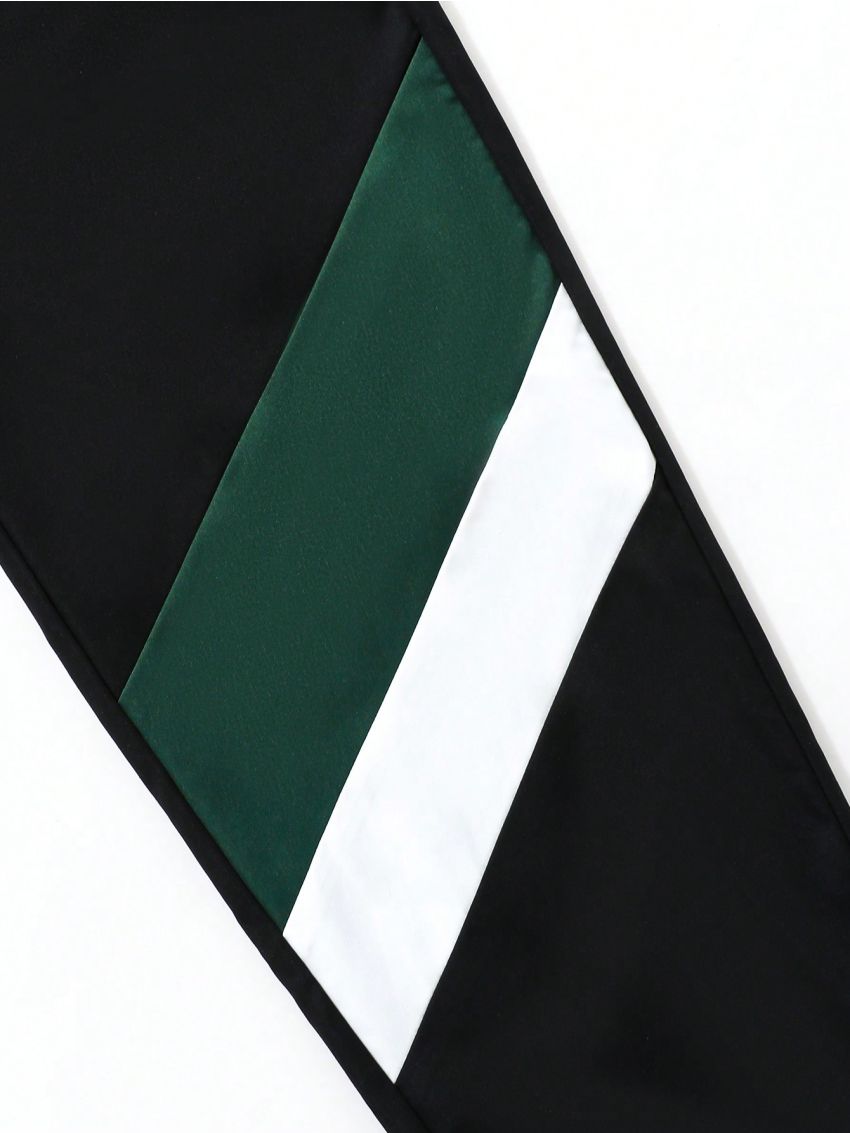 SHEIN Kids EVRYDAY Big Boys' Color Contrast Drawstring Waist Jogger Pants With Elastic Cuffs